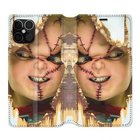 Housse Cuir Portefeuille Pour Iphone 12 / 12 Pro Chucky Blanc
