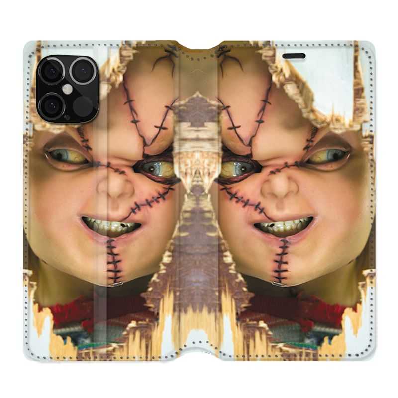 Housse Cuir Portefeuille Pour Iphone 12 / 12 Pro Chucky Blanc