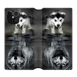 Housse Cuir Portefeuille Pour Iphone 12 / 12 Pro Chien Reflet