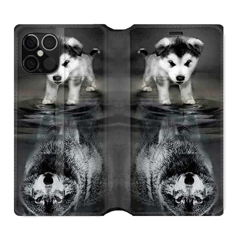 Housse Cuir Portefeuille Pour Iphone 12 / 12 Pro Chien Reflet
