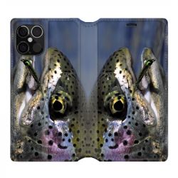 Housse Cuir Portefeuille Pour Iphone 12 / 12 Pro Peche Truite