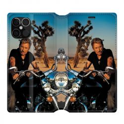 Housse Cuir Portefeuille Pour Iphone 12 / 12 Pro Johnny Hallyday Moto