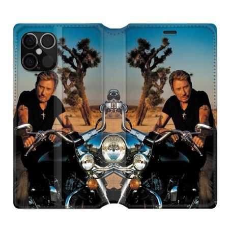 Housse Cuir Portefeuille Pour Iphone 12 / 12 Pro Johnny Hallyday Moto