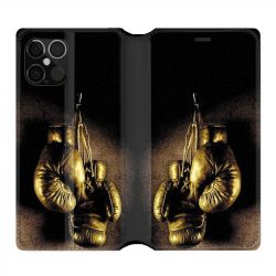 Housse Cuir Portefeuille Pour Iphone 12 / 12 Pro Boxe Gant Vintage