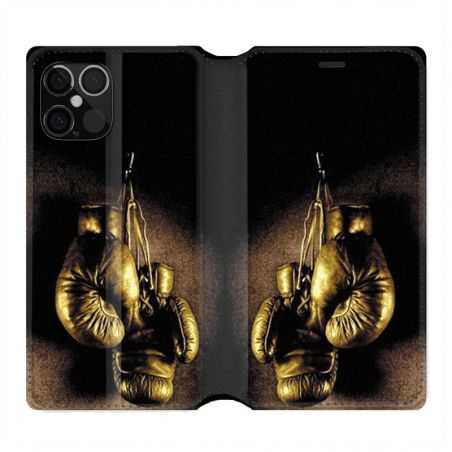 Housse Cuir Portefeuille Pour Iphone 12 / 12 Pro Boxe Gant Vintage
