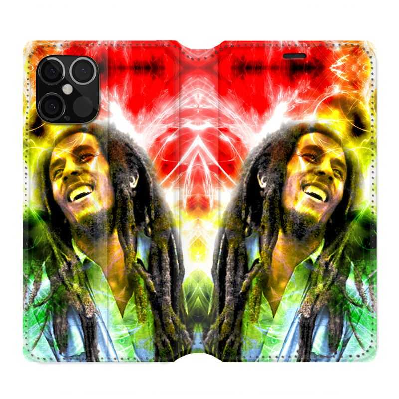 Housse Cuir Portefeuille Pour Iphone 12 / 12 Pro Bob Marley Color