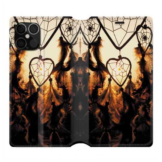 Housse Cuir Portefeuille Pour Iphone 12 / 12 Pro Attrape Reve Noir