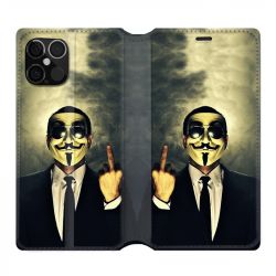 Housse Cuir Portefeuille Pour Iphone 12 / 12 Pro Anonymous Doigt