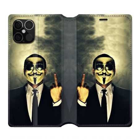 Housse Cuir Portefeuille Pour Iphone 12 / 12 Pro Anonymous Doigt