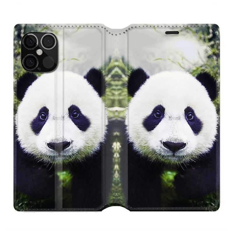 Housse Cuir Portefeuille Pour Iphone 12 / 12 Pro Panda Color