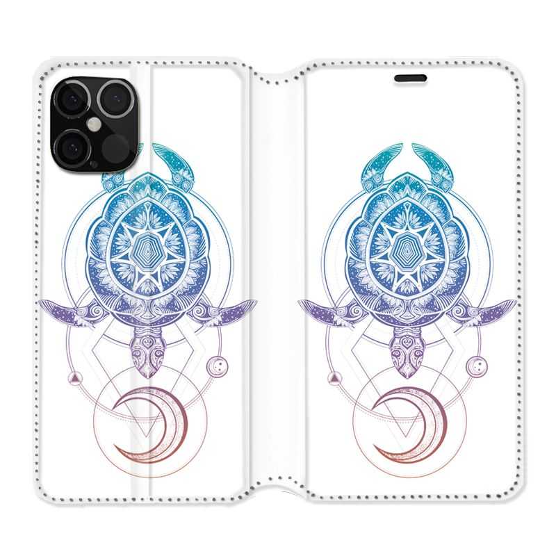 Housse Cuir Portefeuille Pour Iphone 12 / 12 Pro Animaux Maori Tortue Color