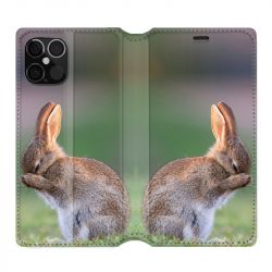 Housse Cuir Portefeuille Pour Iphone 12 / 12 Pro Lapin Marron