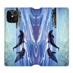 Housse Cuir Portefeuille Pour Iphone 12 / 12 Pro Dauphin Ile