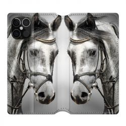 Housse Cuir Portefeuille Pour Iphone 12 / 12 Pro Cheval Blanc