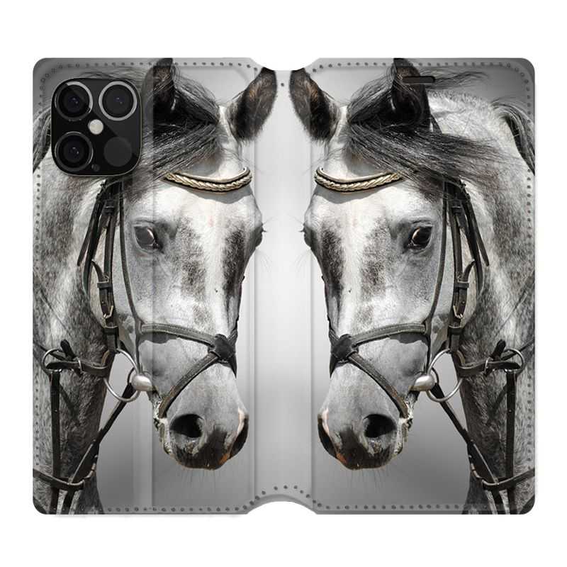 Housse Cuir Portefeuille Pour Iphone 12 / 12 Pro Cheval Blanc