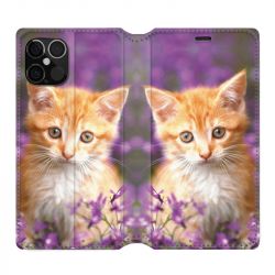 Housse Cuir Portefeuille Pour Iphone 12 / 12 Pro Chat Violet