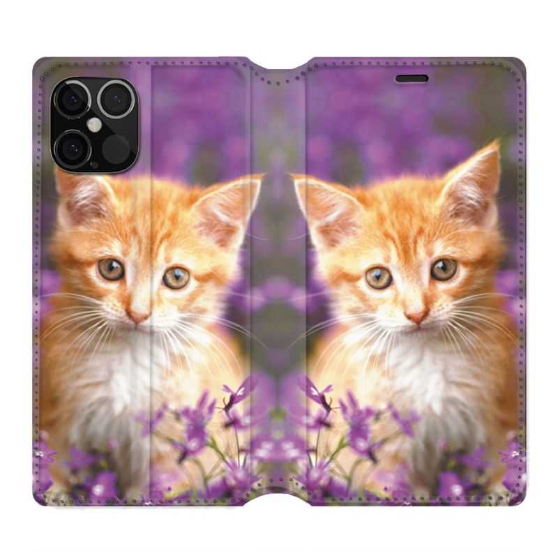 Housse Cuir Portefeuille Pour Iphone 12 / 12 Pro Chat Violet