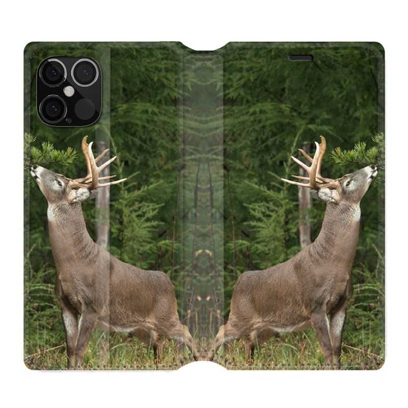 Housse Cuir Portefeuille Pour Iphone 12 / 12 Pro Cerf