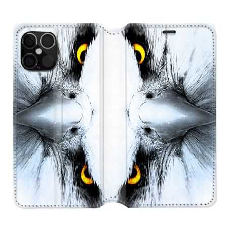 Housse Cuir Portefeuille Pour Iphone 12 / 12 Pro Aigle Royal Blanc