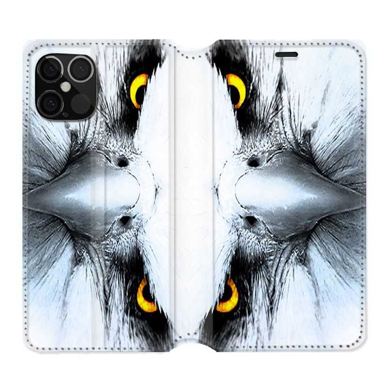 Housse Cuir Portefeuille Pour Iphone 12 / 12 Pro Aigle Royal Blanc