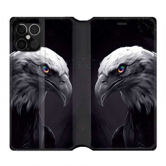 Housse Cuir Portefeuille Pour Iphone 12 / 12 Pro Aigle Royal Noir