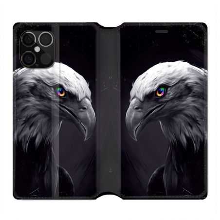 Housse Cuir Portefeuille Pour Iphone 12 / 12 Pro Aigle Royal Noir