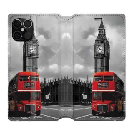 Housse Cuir Portefeuille Pour Iphone 12 / 12 Pro Angleterre London Bus