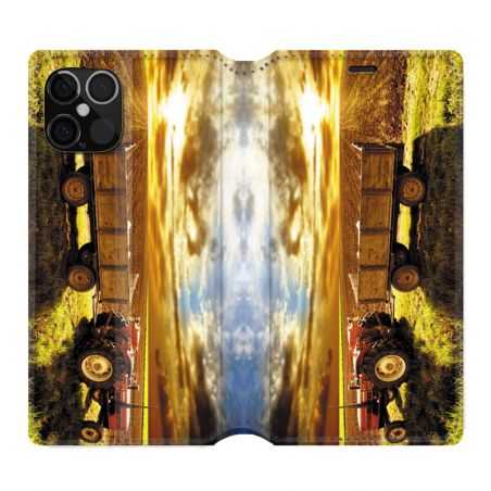 Housse Cuir Portefeuille Pour Iphone 12 / 12 Pro Agriculture Tracteur Color