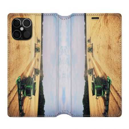 Housse Cuir Portefeuille Pour Iphone 12 / 12 Pro Agriculture Moissonneuse
