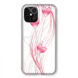 Coque Pour Iphone 12 / 12 Pro Coeur Rose Montant sur Blanc