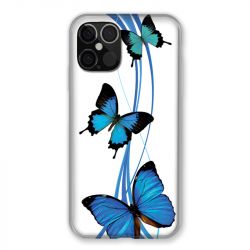 Coque Pour Iphone 12 / 12 Pro Papillon bleu sur Blanc