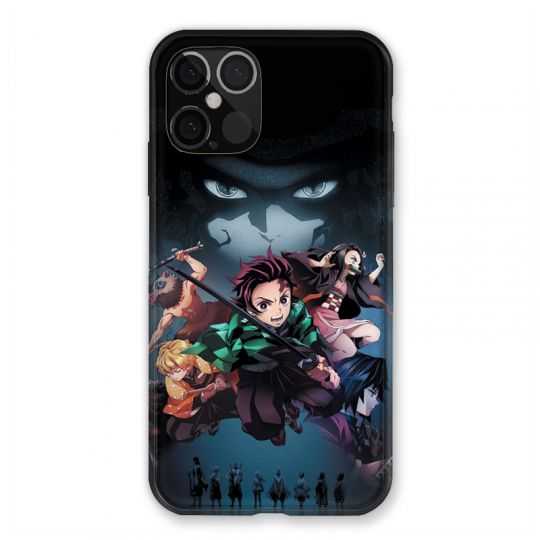 Coque Pour Iphone 12 / 12 Pro Manga Demon Slayer Noir