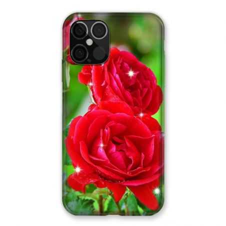 Coque Pour Iphone 12 / 12 Pro Fleur Rose Rouge