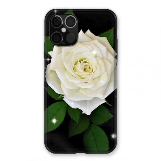 Coque Pour Iphone 12 / 12 Pro Fleur Rose Blanche