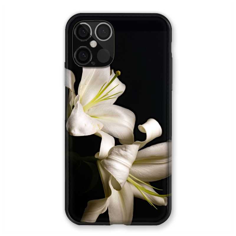 Coque Pour Iphone 12 / 12 Pro Fleur Lys Noir