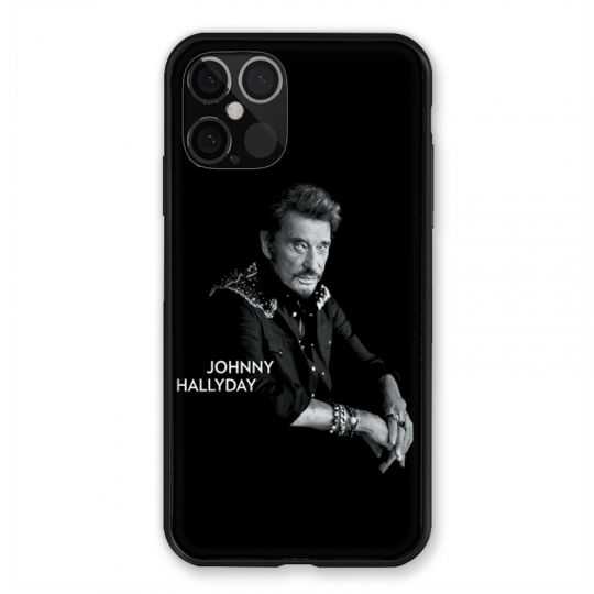 Coque Pour Iphone 12 / 12 Pro Johnny Hallyday Noir