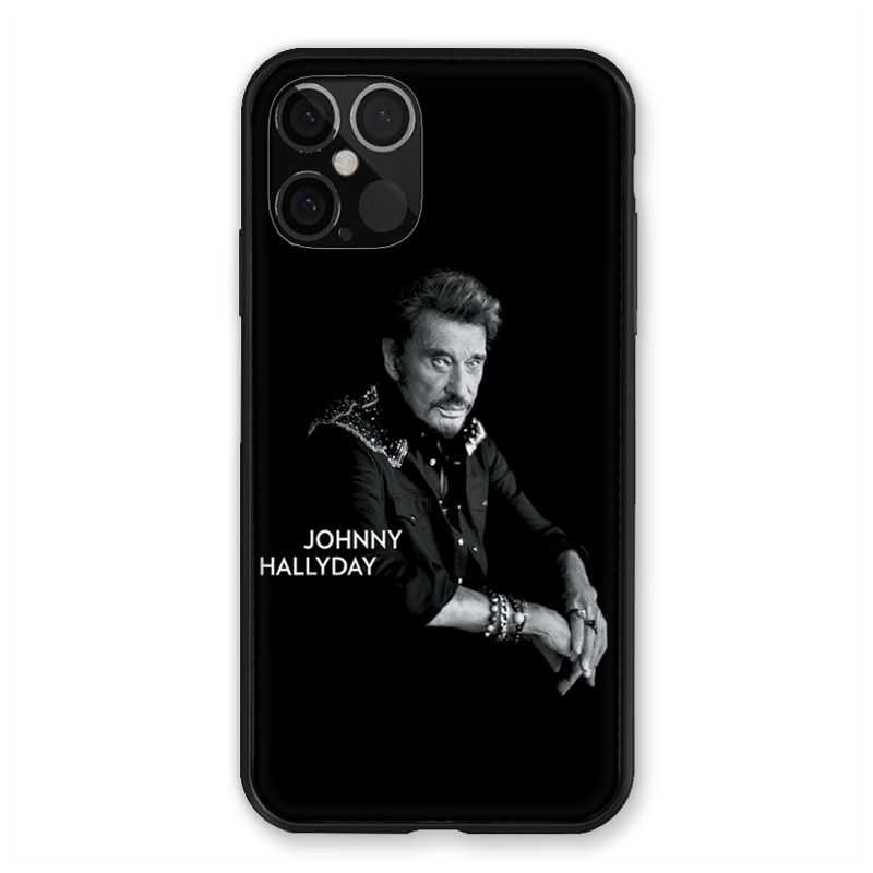 Coque Pour Iphone 12 / 12 Pro Johnny Hallyday Noir