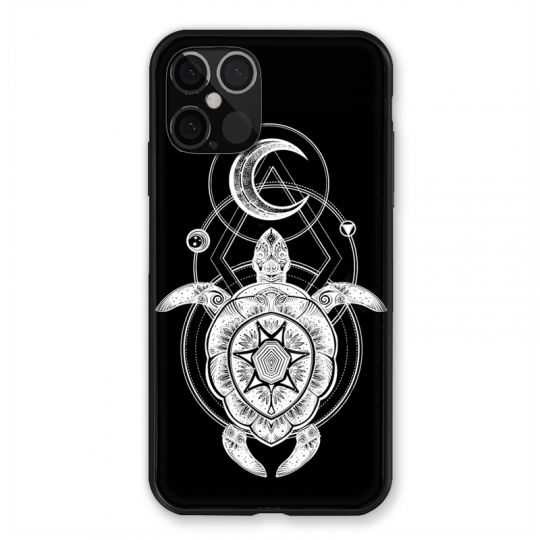 Coque Pour Iphone 12 / 12 Pro Animaux Maori Tortue Noir