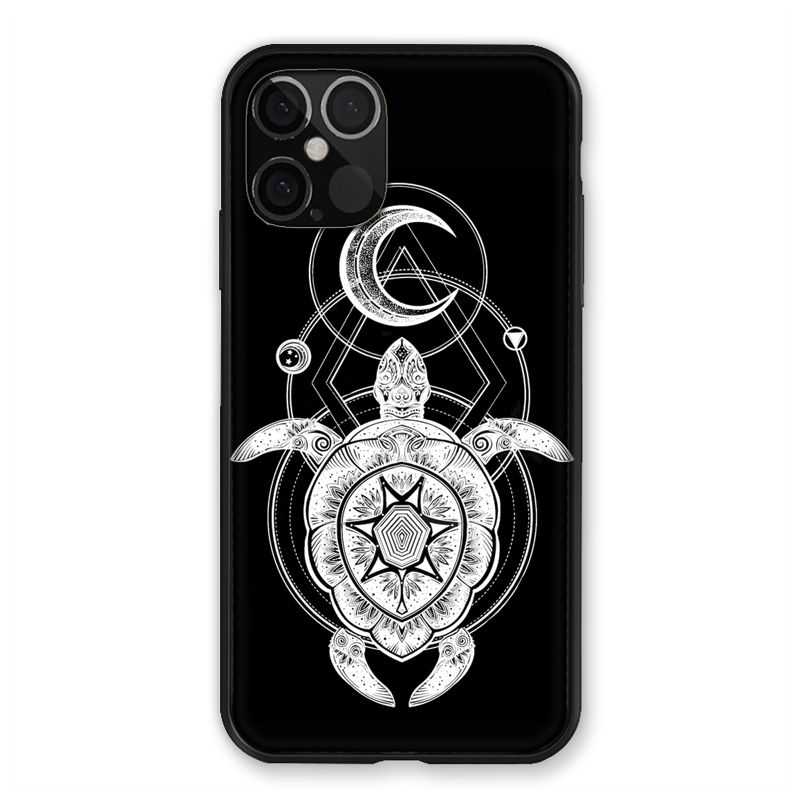 Coque Pour Iphone 12 / 12 Pro Animaux Maori Tortue Noir