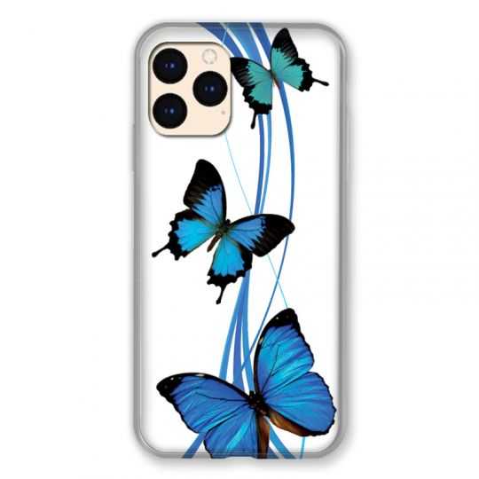 Coque Pour Iphone Iphone 12 Mini Papillon bleu sur Blanc