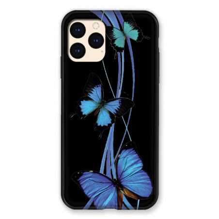 Coque Pour Iphone Iphone 12 Mini Papillon bleu sur Noir