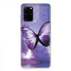 Coque pour Samsung Galaxy S20 papillons violet et blanc