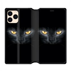 housse Cuir Portefeuille Pour Iphone 12 Mini Chat Noir