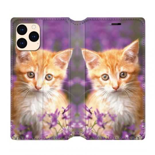 housse Cuir Portefeuille Pour Iphone 12 Mini Chat Violet