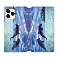 housse Cuir Portefeuille Pour Iphone 12 Mini Dauphin Ile