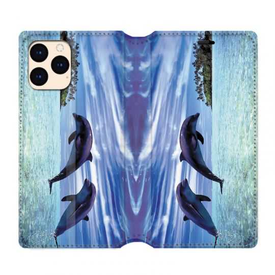 housse Cuir Portefeuille Pour Iphone 12 Mini Dauphin Ile