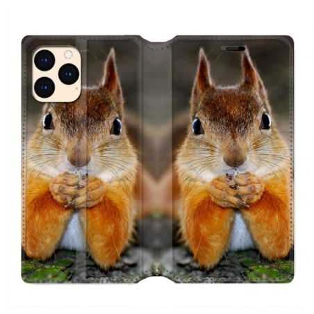 housse Cuir Portefeuille Pour Iphone 12 Mini Ecureuil Face
