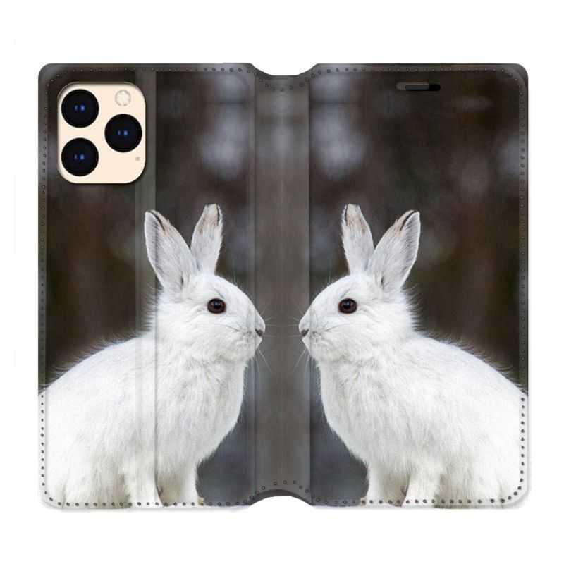 housse Cuir Portefeuille Pour Iphone 12 Mini Lapin Blanc