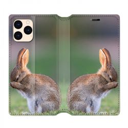 housse Cuir Portefeuille Pour Iphone 12 Mini Lapin Marron