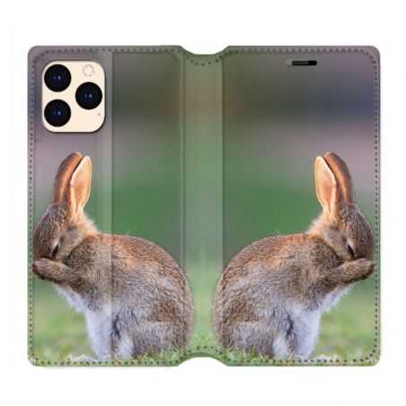 housse Cuir Portefeuille Pour Iphone 12 Mini Lapin Marron